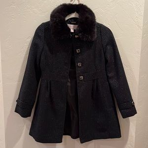 Jessica Simpson Girls Winter Dress Coat Size 12 Navy Black